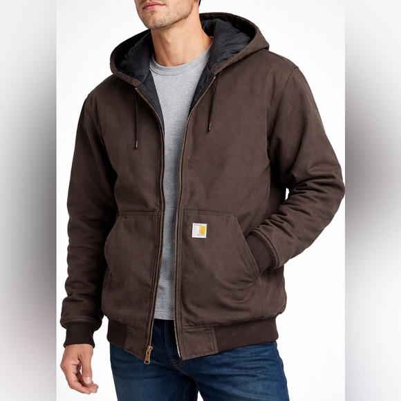 Carhartt Other - Carhartt Men’s Quilted Lined Hooded Jacket XL, Brown, Loose Fit, Workwear Coat